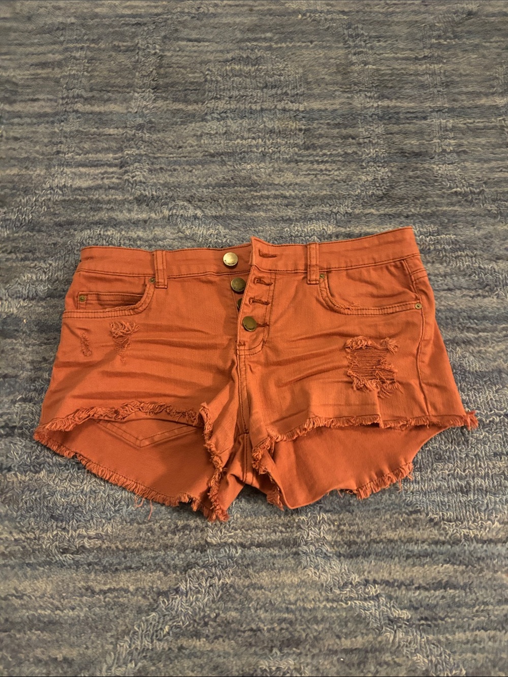 Billabong Burnt Orange Distressed Denim Cutoff Shorts
